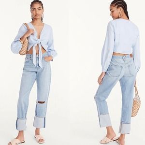 J Crew Cuffed slouchy boyfriend jean in Clear Indigo Wash Size 25